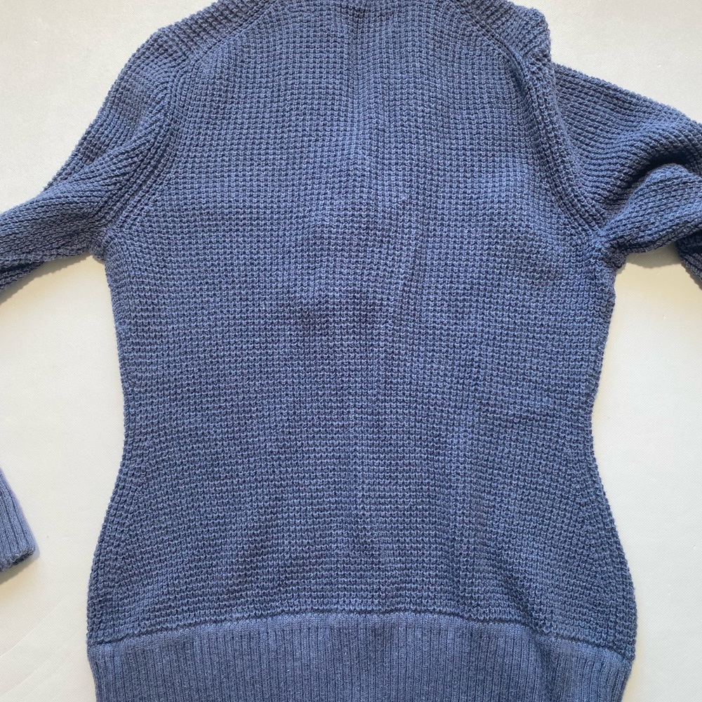 GOOD- Size S Women’s Natural Reflections 1/4 Button Pullover Sweater Cotton Navy - Picture 7 of 8
